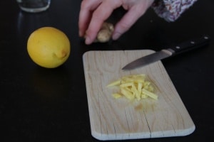 Chopped ginger lemon honey drink