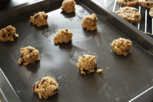 Oatmeal Cookies - dough on cookie sheet