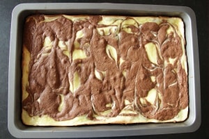 Cheesecake Brownies in pan