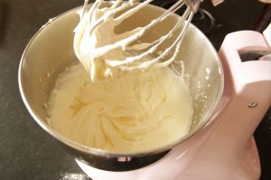 Cream cheese frosting in mixer