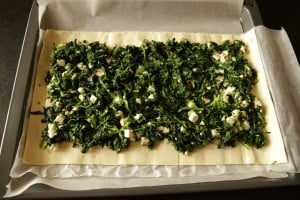spinach filling on puff pastry