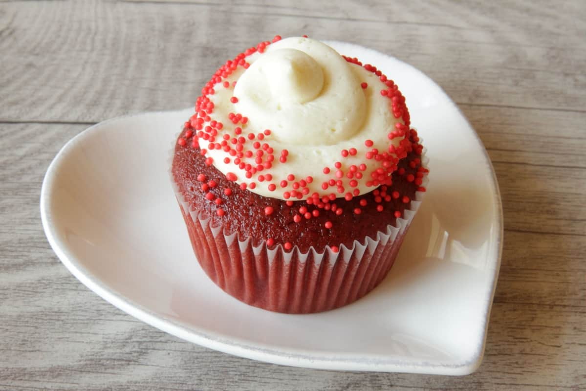 one red velvet cupcake