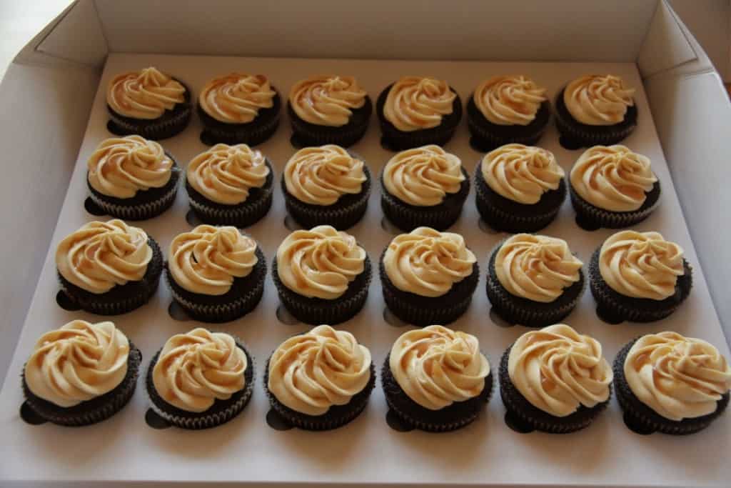 Dark Chocolate Espresso Cupcakes with Salted Caramel - Living on Cookies