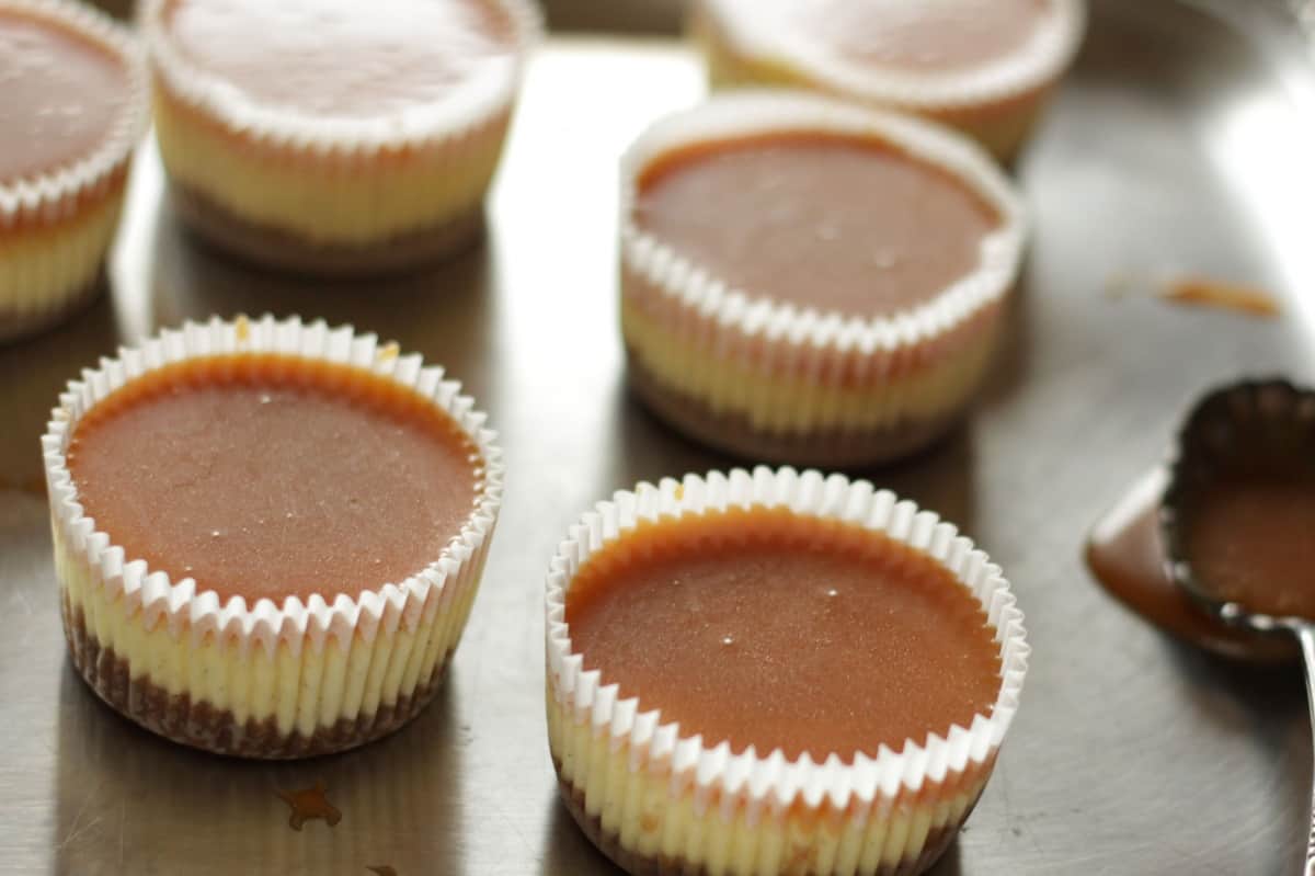 Salted Caramel Cheesecake Cupcakes ~ Living on Cookies