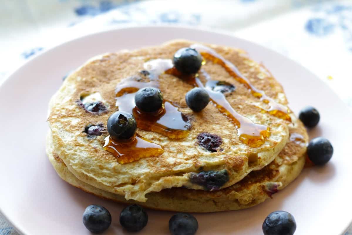 Blueberry Buttermilk Pancakes ~ Living on Cookies