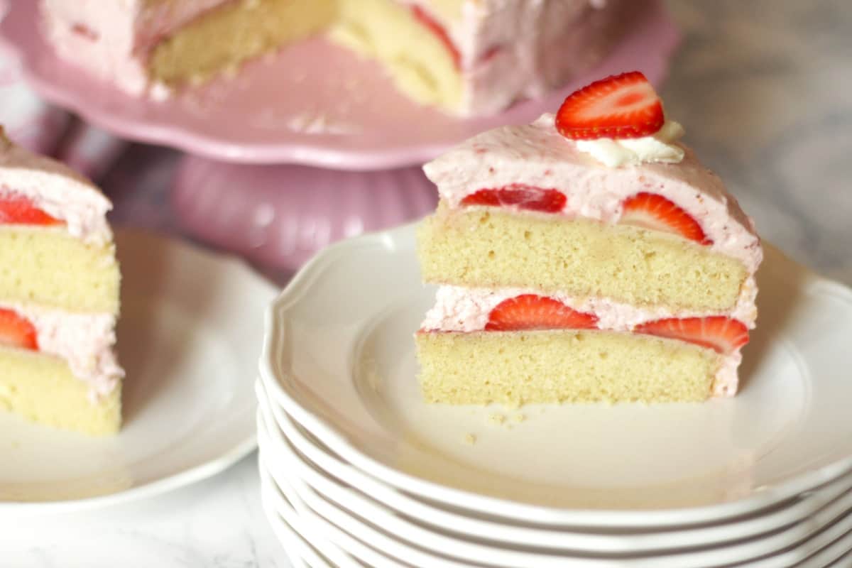 Strawberry Rose Cake ~ Living on Cookies