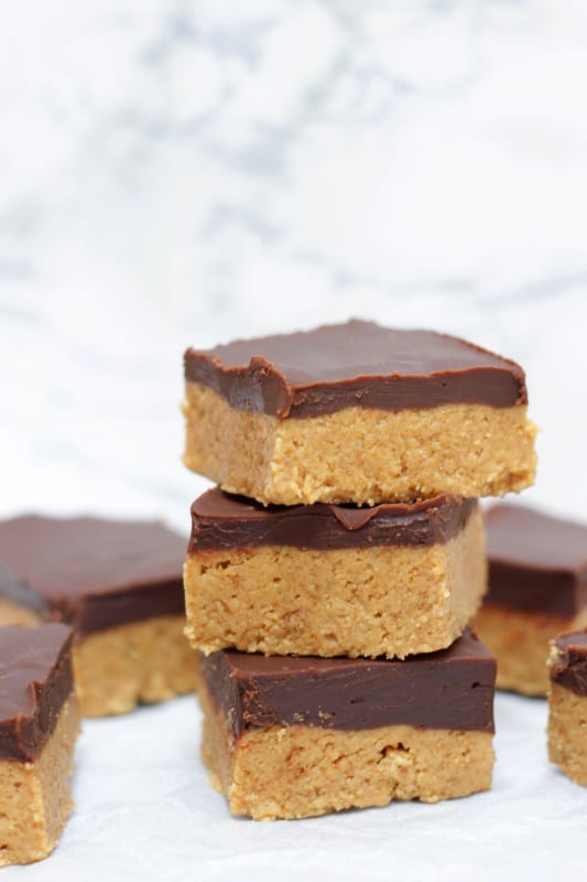 Peanut Butter Bars ~ Living on Cookies