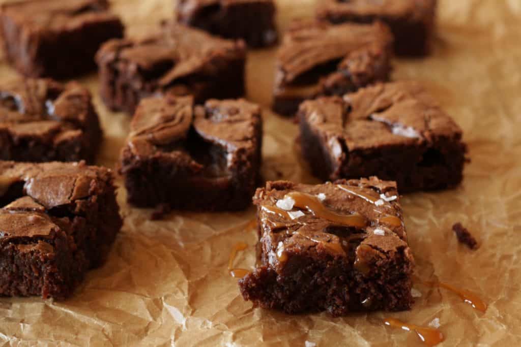 Salted Caramel Brownies ~ Living on Cookies