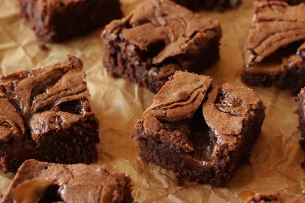 Salted Caramel Brownies ~ Living on Cookies