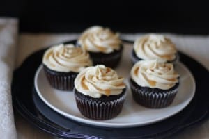 Dark Chocolate Espresso Cupcakes with Salted Caramel Buttercream