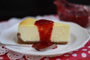 New York Cheesecake with Strawberry Sauce