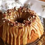 Pumpkin Spice Cake with Brown Sugar Caramel Glaze ~ Living on Cookies