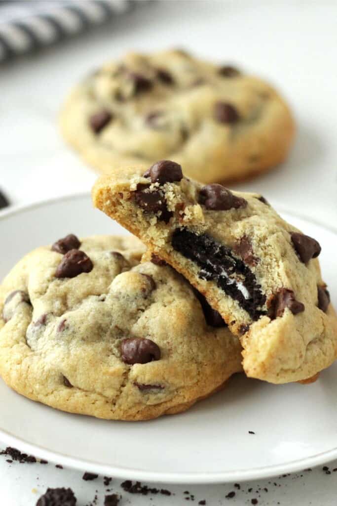 Stuffed Chocolate Chip Cookies - Living on Cookies